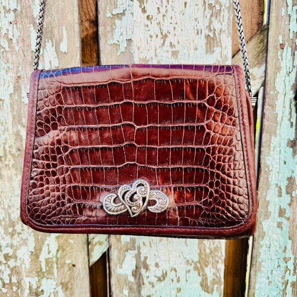 Vintage 1990s Brighton Crossbody Bag Brown Leather - Picture 1 of 13